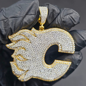 Collar con Colgante de Letra C Grande Personalizado para Hombre, Joyería de Plata 925, con Moissanita y Engaste de Garra, Cadena con Inicial para Boda - Product Image 1