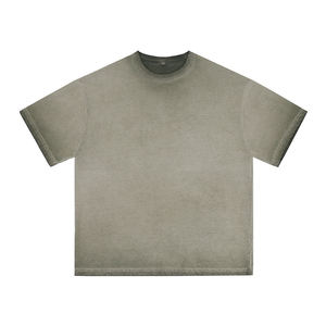 เสื้อยืดโอเวอร์ไซส์ผู้ชาย ล้างสีแบบแอซิดวอช ผ้าฝ้ายฟลีซคุณภาพสูง เสื้อผ้าแฟชั่นสตรีทแวร์ลำลองสีพื้น - Product Image 4