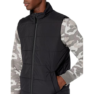 Gilet matelassé bleu clair, veste sans manches bleu poussière pour homme, gilet matelassé décontracté en duvet alternatif - Product Image 3