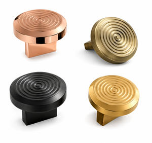 Modern Round <b>Cabinet</b> <b>Knobs</b> in Brass Copper <b>Gold</b> Black with Textured Grip for Furniture Hardware Durable Design - Product Image 4