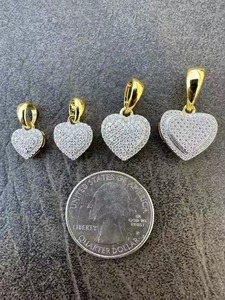 Gold Plated Hip Hop Style <b>Pendant</b> heart with Diamond Charm Unisex <b>Silver</b> Fashion Jewelry <b>for</b> <b>Men</b> and Women - Product Image 2