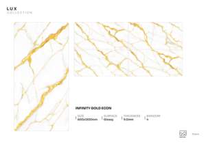 Dalle en porcelaine Titan Glow Gloss 600x1200mm 60x120cm 24x48 pouces, élégante, haute brillance, carrelage décoratif - Product Image 5