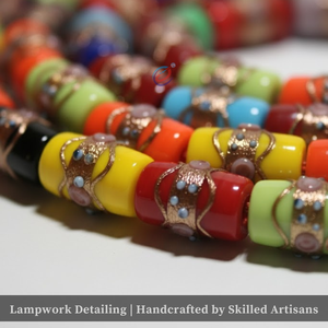 EXCEL EXPORTS Cuentas Sueltas de Vidrio Multicolor en Forma de Barril de 8 Pulgadas (12x22mm) |   Cuentas Decorativas Hechas a Mano para Diseños de Manualidades - Product Image 2