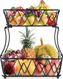 Panier à fruits en métal avec structure en fil métallique durable, adapté à la décoration de cuisine et de salle à manger moderne et traditionnelle - Product Image 1