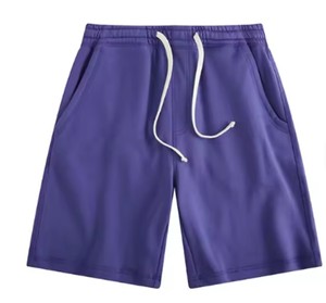 Men's High Vintage Sweat <b>Shorts</b> Knitted Mid Elastic Zipper Fly Casual Summer Loose-Fit Anti-Wrinkle Breathable Cotton Side - Product Image 4
