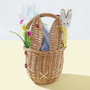 Bolsas de mimbre de alta calidad con forma de conejo de Pascua, con asa, cestas de almacenamiento para niños, cestas trenzadas a mano. - Product Image 1