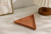 Assiette triangulaire marron 14,9 cm, en grès Zisha, assiette de service géométrique en céramique et porcelaine