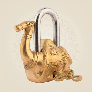 Cadenas en laiton massif fait main, forme chameau, finition laiton antique et plaqué or poli, pour la sécurité des portes et armoires domestiques, objet cadeau ethnique - Product Image 5