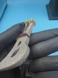 จี้ห้อยคอแบบกำหนดเองได้ ตัวอักษรชื่อเริ่มต้น จี้เงินแท้ 925 จี้ฮิปฮอป จี้เพชรโมอิสซาไนต์ VVS จี้ตัวอักษรพร้อมห่วงคล้องแบบมงกุฎ - Product Image 4