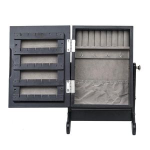 Scatola di immagazzinaggio in armadio nero piccolo specchio per gioielli Organizer - Product Image 6