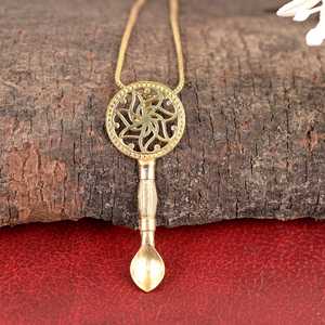 Collier unisexe en alliage plaqué or avec pendentif cuillère, thème vintage, bijoux de mode - Product Image 1
