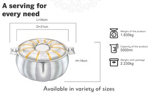 Cacerola Redonda de Acero Inoxidable con Tapa, Olla de Metal Resistente, Apta para Horno, para Todo Tipo de Estufas, Diseño Minimalista - Product Image 5