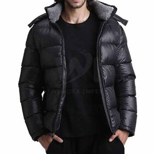 Nueva Chaqueta Acolchada Negra Brillante para Hombre con Capucha de Piel, Abrigo de Invierno con Burbujas, Parka Cálida Acolchada con Plumón, Chaqueta Impermeable Personalizada - Product Image 5