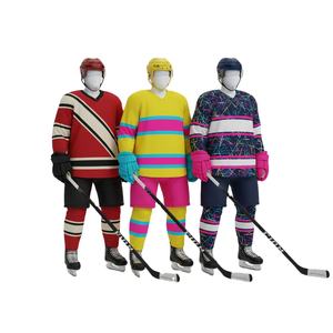 Uniforme de Hockey sobre Hielo al por Mayor 2026 |   Calcetines de Jersey Sublimados Personalizados |   Camiseta de Manga Corta con Cuello en V, Ligera y de Alto Rendimiento, OEM 100% - Product Image 1