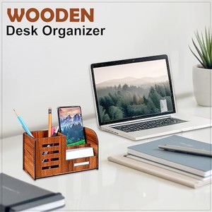 Organisateur de bureau en placage de noyer MDF en gros |   Meuble de rangement de bureau en bois - Product Image 1