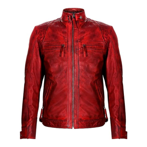 Clush Custom Made Men's <b>Winter</b> <b>Leather</b> <b>Jacket</b> with Stand Collar and Front Logo - Product Image 5