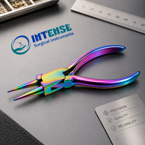 Pince à bijoux à bout rond en titane arc-en-ciel, outil de perlage en acier inoxydable pour boucles de fil, logo personnalisé OEM - Product Image 4