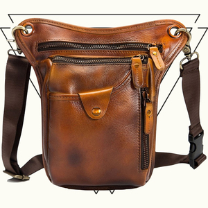 Sac banane en cuir vintage haut de gamme entièrement personnalisable, unisexe, avec fermeture éclair, marron, pour usage quotidien décontracté - Product Image 6
