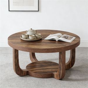 Tavolino da Centro Circolare con Spazio di Archiviazione, Utilizzabile come Tavolino da Caffè o da Divano - Product Image 4