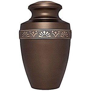 Urne funéraire en laiton poli gravé brun pour cendres humaines adultes, style américain/européen - Product Image 2