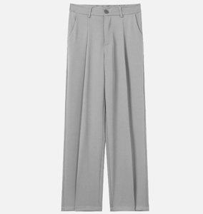 Men's Brown <b>Elastic</b> <b>Waist</b> Pleated Front Straight Wide Leg Pants Casual Drawstring Closure 100% Polyester Lightweight <b>Trousers</b> - Product Image 2