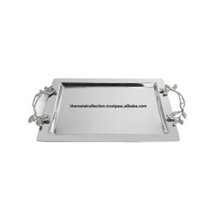 ถาดเสิร์ฟอาหารเคลือบเงินสำหรับบ้านโรงแรมและร้านอาหารจานเสิร์ฟอาหารจานสแตนเลสทันสมัย - Product Image 1