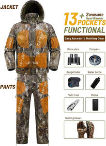 Fabricant OEM de combinaisons de chasse en Chine, camouflage tactique, tissu respirant et isolant, protection UV, pour adultes, hommes - Product Image 3