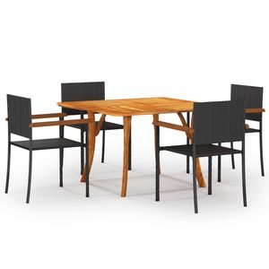 Set da pranzo Patio nero da 5 pezzi - Product Image 1