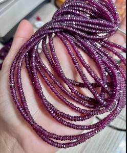 Natural Rhodolite <b>Garnet</b> Faceted Rondelle Gemstone Beads Strand for Jewelry Making <b>Bracelet</b> Necklace & Earrings Wholesale - Product Image 2