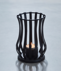 Portavelas de Alambre Metálico Negro Mate Moderno, Linterna Minimalista para Velas de Té, Centro de Mesa Decorativo para Hogar, Hotel, Bodas y Eventos - Product Image 3