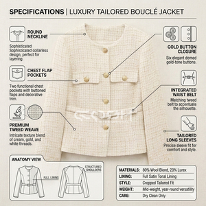 Cosh International Delta Sigma Sorors Embroidery <b>Women</b> Tweed Crop <b>Jacket</b> Cotton Polyester Blazer Full Sleeve Sorority Coat - Product Image 5