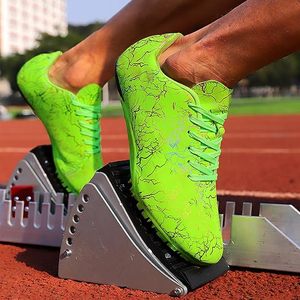 Chaussures de course légères pour hommes à motif craquelé vert, avec empeigne synthétique, semelle extérieure en caoutchouc, semelle intermédiaire en EVA et doublure en mesh, idéales pour l'été. - Product Image 3