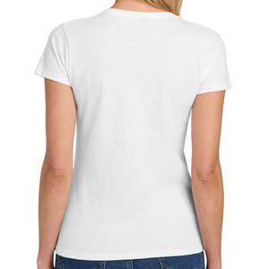 <b>Women's</b> <b>White</b> Crew Neck <b>Short</b> <b>Sleeve</b> T-<b>Shirt</b> 100% Cotton Jersey Breathable Casual Fit Regular Length Print Logo 220g - Product Image 2