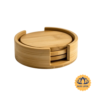 [MÁS VENDIDO] Juego de Posavasos Ecológicos de Bambú, Salvamanteles Redondos Pulidos para Mesa, Portavasos para Tazas, para Uso en Hoteles y Viajes - Product Image 1