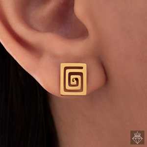 Ensemble de bijoux de mode PRAO Grecian Key Pattern comprenant un collier et des boucles d'oreilles - Product Image 5