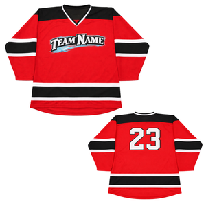 Maillot de hockey sur glace personnalisé rouge et noir par sublimation, uniforme de hockey professionnel respirant pour homme, maillot de hockey athlétique haute performance - Product Image 3