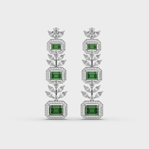Luxury Round Pear Marquise Diamond Drop <b>Earrings</b> 18K Solid Gold Prong Setting Women's Wedding & Party Jewelry Plant Pattern - Product Image 1