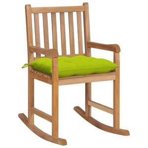 Fauteuil à bascule vert vif en bois naturel - Product Image 1