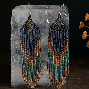 Pendientes de borla con cuentas hechos a mano, pendientes colgantes de cuentas de semillas multicolor, joyería hipoalergénica con gancho, regalo, pendientes de cuentas - Product Image 6