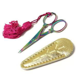 Ciseaux professionnels en acier inoxydable personnalisés, couleur plasma, pour broderie, lames droites affûtées, pour droitiers, avec étui, durables, pour nail art - Product Image 3