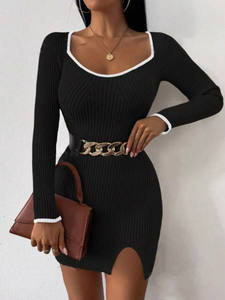 Vestido suéter ajustado de punto acanalado - Product Image 6