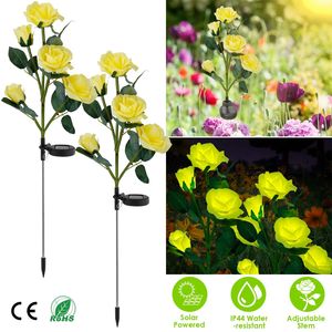 2 pz lampada a LED decorativa a energia solare con Design a fiori di Rose resistente all'acqua luci di paletto per giardino esterno in giardino - Product Image 4