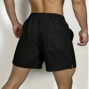 Pantalones Cortos Deportivos de Hombre, Negros, con Cordón, Bolsillos, Transpirables, Tejidos, Cintura Media, Poliéster - Product Image 2
