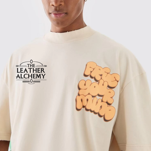 Camiseta de Algodón de Alta Calidad para Hombre, con Estampado Puff, Manga Corta, Estilo Urbano, Informal, Diseño Moderno, Ligera, Cómoda, Verano - Product Image 1