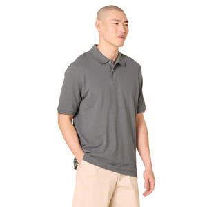 Polo pour homme de couleur unie, col côtelé, coutures durables, respirant, coupe confortable, idéal pour le bureau ou les occasions décontractées, exportation directe usine - Product Image 2