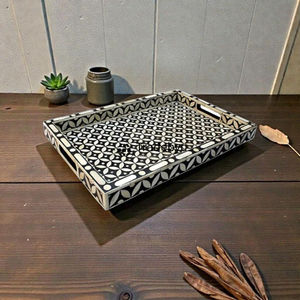 Plateau décoratif en os incrusté, fait main, de luxe, pour table à manger, par Tradebyd - Product Image 4