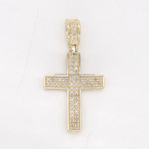 Pendentif Croix en Or Premium avec Diamant Cultivé en Laboratoire, Design de Collier de Bijoux Hip Hop Urbain - Product Image 1