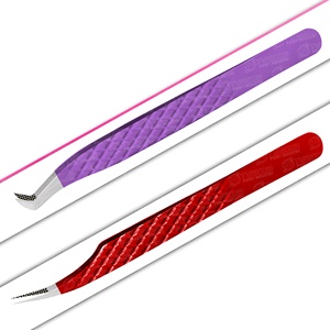 Pince à cils avec logo personnalisé et poignée en diamant, outil de beauté à revêtement coloré, pointe en fibre d'acier inoxydable, pointe pointue pour cils - Product Image 1