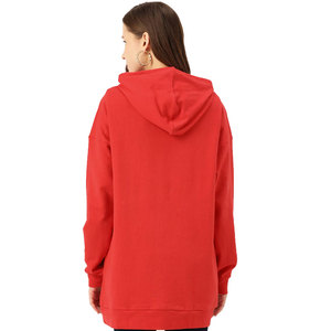 Sweat-shirt à capuche oversize pour femme, manches longues, couleur unie, en coton tricoté, coupe ample, avec poche kangourou - Product Image 2