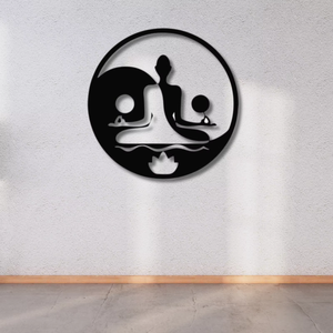 Décoration murale artisanale en fonte de fer, silhouette de Bouddha, style Art déco contemporain, inspiration zen, pour la maison - Product Image 4